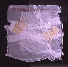 Part of the artwork 'She Loved to Breathe -- Pure Silence' from 1987 by Zarina Bhimji, which tackles the issue of 'virginity testing'. 