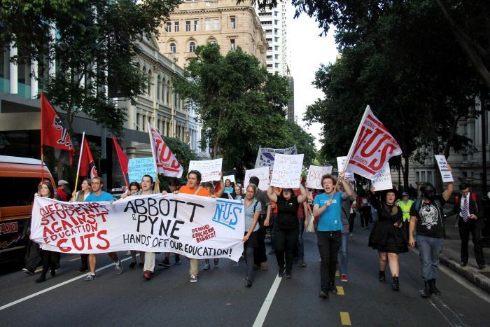 A protest against higher education cuts in Brisbane last week