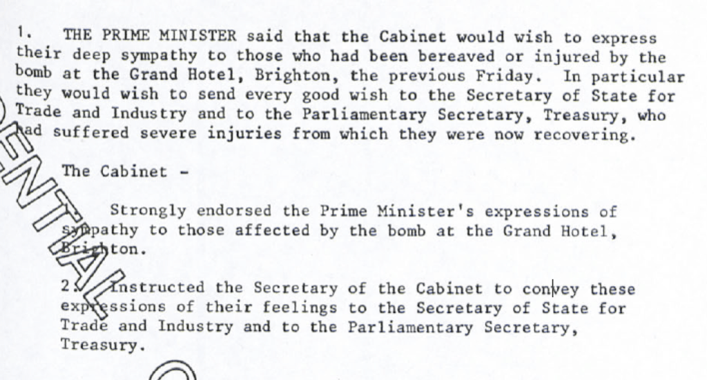 Cabinet's response to the bombing